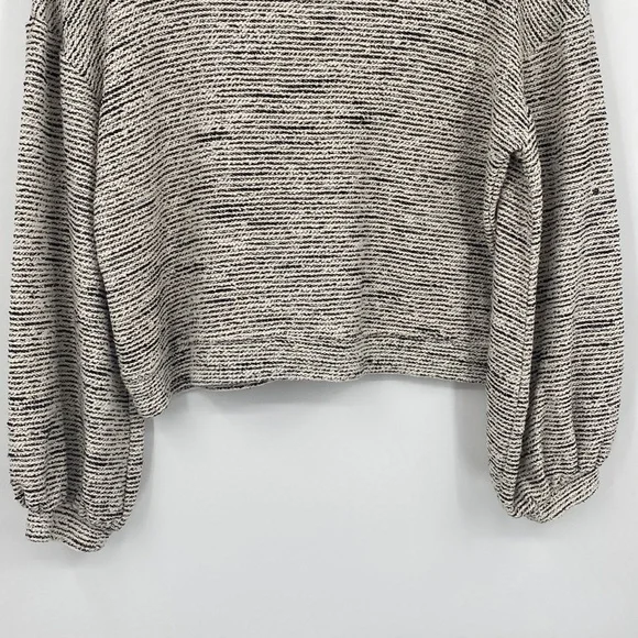 Madewell Texture and Thread Black and Cream Balloon Sleeve Sweater - Picture 9 of 11